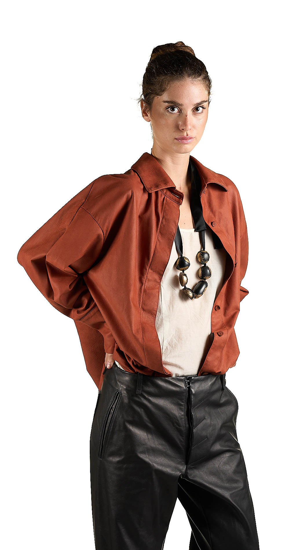 DANIELE BASTA LEATHER AND SILVER JACKET